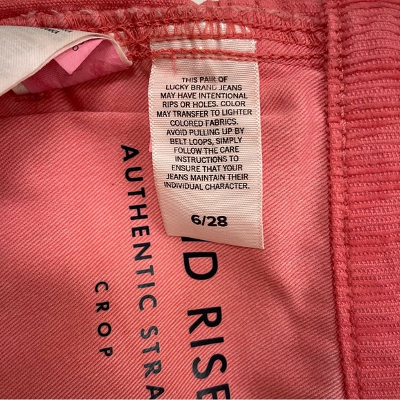 Lucky Brand Mid Rise Authentic Straight Crop Corduroy Jean in Pink, Size 6 - Picture 10 of 10